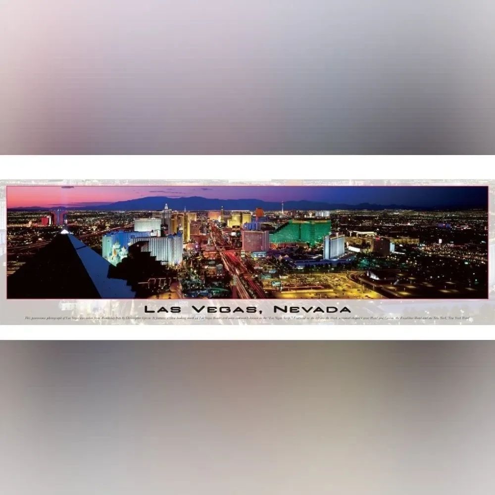 💜NIB Las Vegas Glow in the Dark 750 Piece Panoramic Jigsaw Puzzle